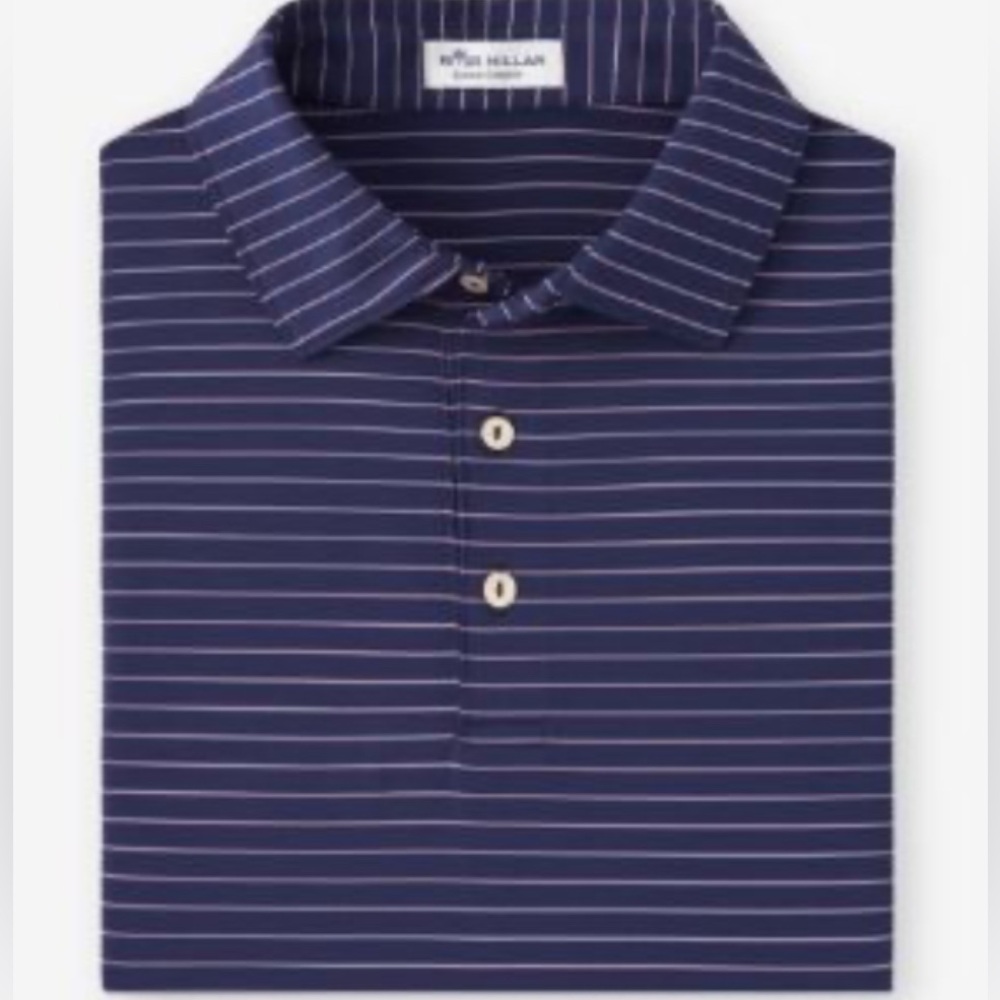 NWT Peter Millar Men's Blue and Pink Striped Polo Shirt Big &Tall 2X